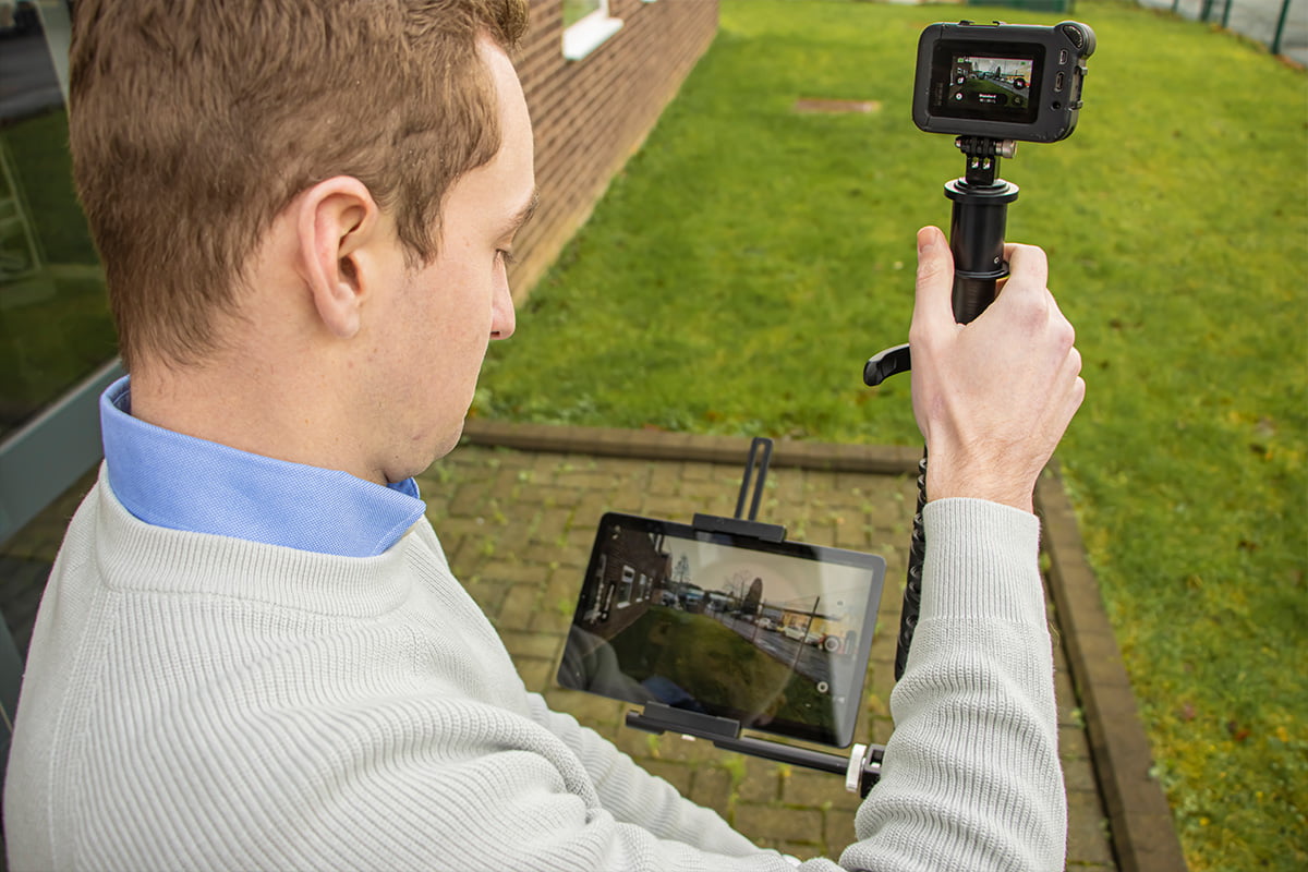 using a telescopic pole for aerial photography